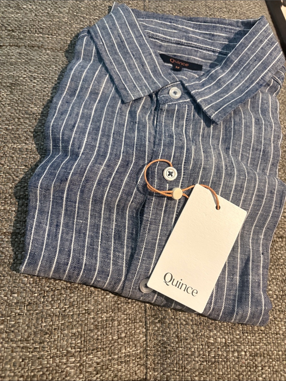 Quince Blue Striped Casual Button Down Shirt